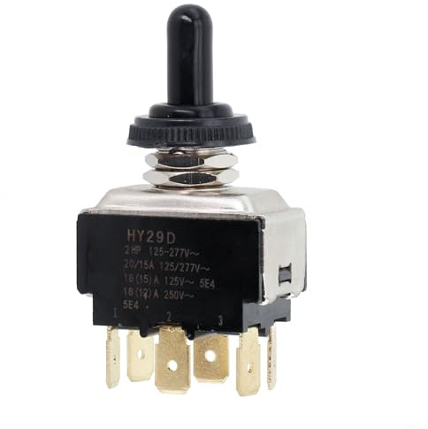 Interrupteur à bascule compatible avec HY29D DPDT ON ON ON - Design anti-poussière avec 6 broches - Évalué à 250 V et 18 A