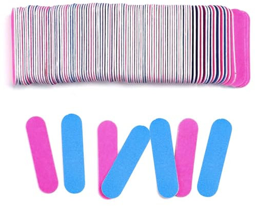 Dreamil Mini lime per unghie, 100 pezzi, professionale, 180/240 grit double face, usa e getta, lime per unghie professionali, per saloni di unghie e casa