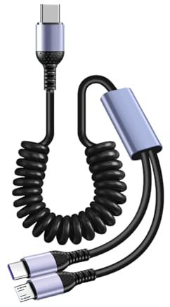 DOSERTY Spring Coils Charging Cord For MicroUSB Phones/Tablets 66W Fast Speed Charging Type C Data Syncs Cable