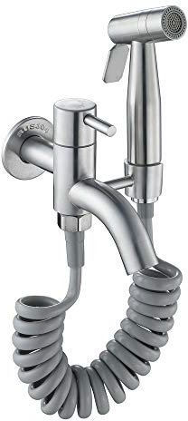 Portable Bidet Sprayer SetWallMounted Brushed Stainless Steel Cloth Diaper Washer with Two Water Flow Modes for Personal Hygiene & Floor Cleaning