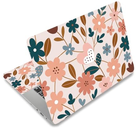 PLIGREAT Laptop Aufkleber Mit Cartoon Blumen Muster Passend Für 15 Zoll Laptops Süßer Boho Stil Universalgröße Abnehmbar Wasserdicht Kunst Schutzaufkleber