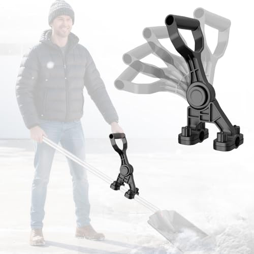 Universal Handle Attachment for Snow Shovel, Goldusk 5-Angle Ergonomic Snow Shovel Handle Replacement, ABS+GF Handle Extension for Snow Shovel, Rake, String Trimmer, Back-Saving Design