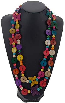 Garneck Collar Largo Tejido Bohemio Colgante de Cáscara y Cuentas de Madera Color Madera Aleatorio Collar de Dama Artesanal para Mujer Joyería Casual para Fiestas y Color Aleatorio