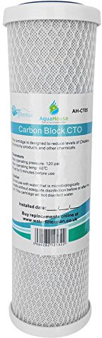 AquaHouse 10 Carbon Block Water Filter Cartridge fits All 10 Filter Housings for Drinking Water, Reverse Osmosis, 5 Micron