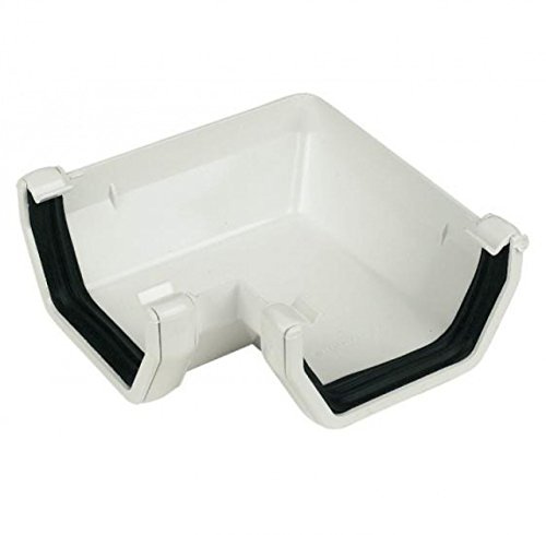 Floplast 114 mm quadrati per grondaia, angolo di 90 gradi – bianco – Confezione da 2