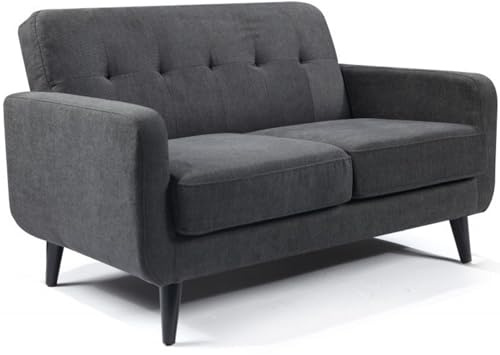 WeDoSofas OSLO 2 Seater Chenille Sofa (Charcoal) – Compact Chenille 2 Seater Couch for Modern Living Rooms, Bedrooms & Flats – Comfortable Two Seater Lounge Seating