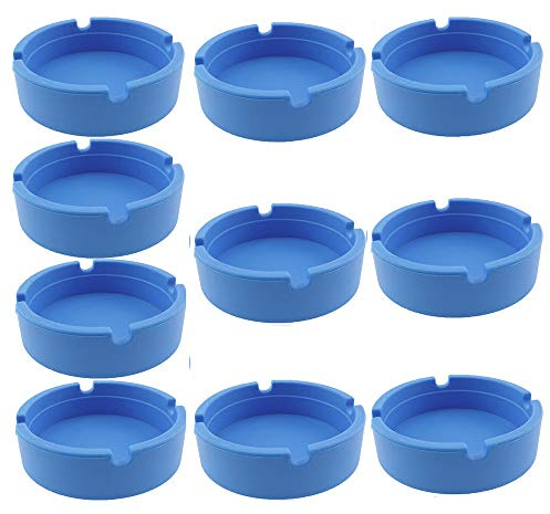 WSERE Lot de 10 Cendrier en Silicone pour Homme et Femme Extérieur Intérieur Bureau Fumage Décoration 8.5 x 2.2cm Bleu