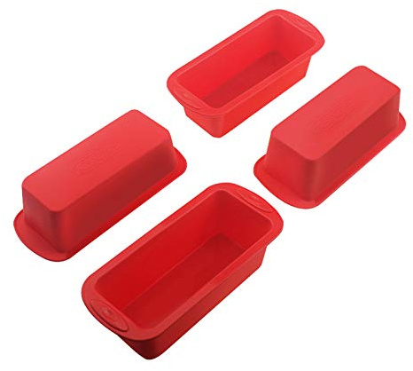 SILIVO 4 Pack Mini Loaf Pans - Nonstick Mini Bread Loaf Pans, Silicone Small Baking Pans for Loaf, Bread and Meatloaf - 5.7x2.5x2.2 inch