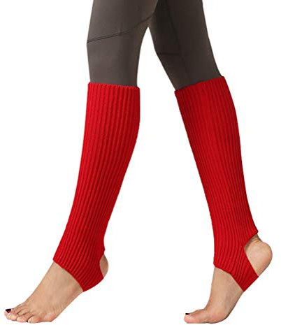 Taigood Damen Mädchen Ballettstulpen mit Fersenloch Beinwärmer Ballett Stulpen Legwarmer Armstulpen ca. 43 cm 80er Jahre 1980er Jahre rot One size