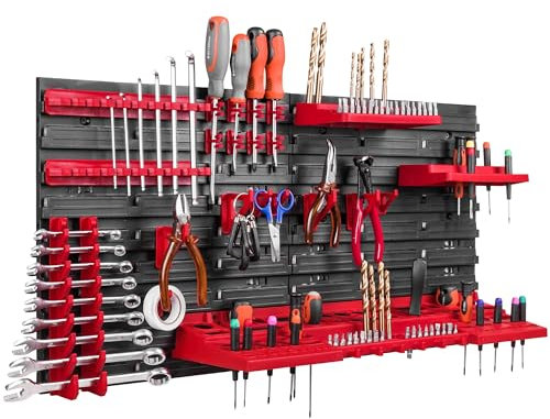 Sistema di stoccaggio da parete 78 x 39 cm supporti per attrezzi, scaffalatura per riporre oggetti pannelli da parete extra forti scaffali espandibili scaffali da officina scaffalatura da officina