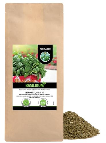 Alpi Nature Dried Basil 500g 1.1 lb, Dried and Rubbed Basil Leaves, Italian Seasoning