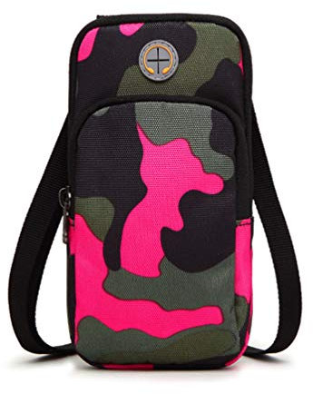 RONGJJ Laufen Sportarmband, Armband Mit Kopfhöreranschluss, Laufarmband Geeignet Für Mobiltelefone Bis Zu 6-Zoll-Halter Können Schlüssel/Kreditkarten/Münzen Halten Armband, Pink