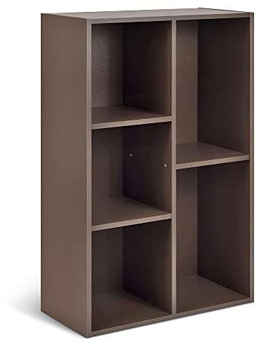 Amazon Basics Estantería organizadora con 5 Cubos Abiertos, Espresso, 50 x 24 x 80 cm