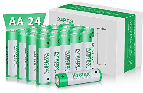 Kratax Pile alcaline AA 1,5 V LR6 [Pack de 24]