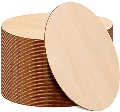 PINGEUI 50 Pieces 20cm Unfinished Round Wooden Circles, 0.25cm Thick Blank Wooden Circles Discs for Crafts Large, Sign Plaque, Home Decoration, Christmas Ornaments