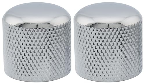 Musiclily Pro Metrisch Stahl Potiknöpfe Push-on Dome Knobs Chrom 2 Stück | 18 Zähne,für Import E-Gitarre oder Bass