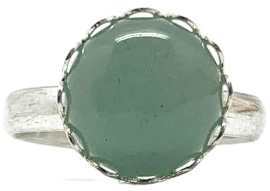 WLLDDDIU Natürlicher Grüner Aventurin-Ring Runder Kristallring Verstellbarer Offener Stein Der Frauen Ringe Reiki-Balance Knöchel-Finger-Ringe Ewigkeitsring Für Frauen, Mädchen, Männer