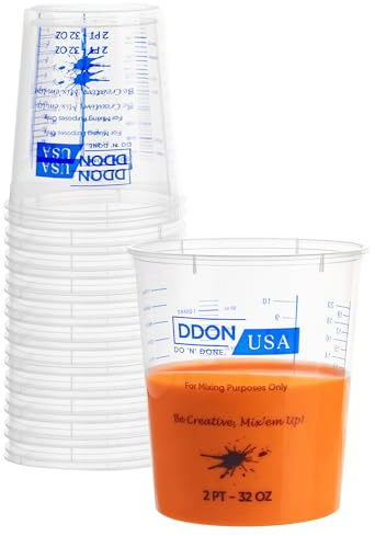 32 Oz Paint Mixing Cups, Pack of 10 Disposable Measuring Containers, Epoxy Resin Painter Supplies, Graduated Ratio Marks, Art Craft Liquid Blend Accessories