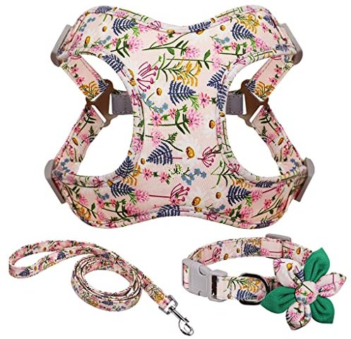 YANYUESHOP Haustierzubehör Gürtel und Halsbänder Set Bedruckte, Nicht zu ziehende Hundeweste Weste Geeignet für kleine, mittlere und große Hunde