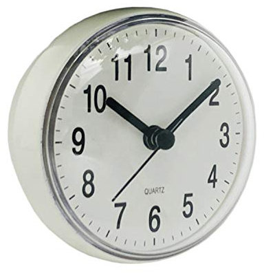 Verve Jelly Shower Clock Mini Wall Clock with Suction Cup, Waterproof Clock for for Garden Shower Washroom Kitchen, White, 2.8 * 2.8 * 1.7in