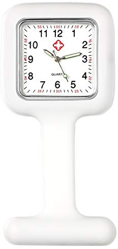 Avaner Schwesternuhr Silikon Krankenschwesteruhr Pflegeuhr Krankenschwester Uhren mit Quadratisches Zifferblatt Brosche Fob Uhr Analog Quarz Hängende Taschenuhr für Arzt Doktor Krankenschwester