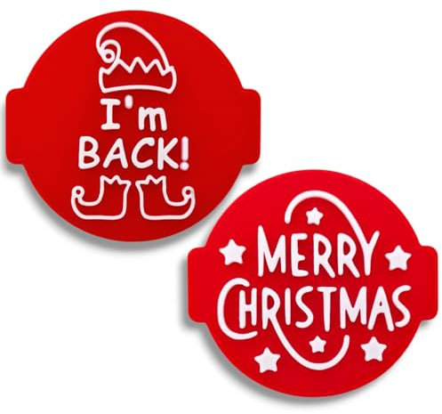 Merry Christmas Stamp Embosser 6cm for Icing, Fondant, Cupcake, Cake, Baking, Decoration, Made in UK by 1066 Factory (Pattern 12)