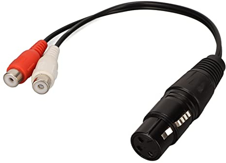 XLR auf 2 Cinch Y Splitter Audiokabel, 3 Polig, 1 XLR Buchse auf Zwei Cinch Buchsen, Unsymmetrisches Mikrofon Splitterkabel, Audio Adapter für Mischpulte/Mixer, 20 cm