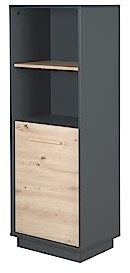 roba Standregal 'Lenn' - mit 2 offenen Fächern - Korpus in Anthrazit - Dekorative Tür in Holdekor 'Artisan Eiche'