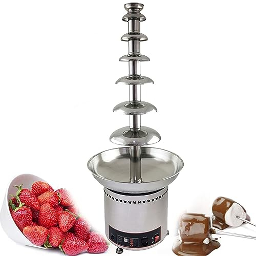GIZMIT Fondue de Fuente de Chocolate, 4/5/6/7 Niveles Fuente de Chocolate eléctrico Máquina de fusión de Fondue de Acero Inoxidable Máquina de fusión para cocinar Cumpleaños de Bodas,7Tier