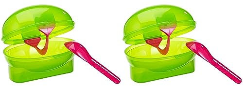 Fackelmann Conservador-Transportador Kiwi + Cuchara, polipropileno, ABS, color verde y fucsia, 1 ud. (Paquete de 2)