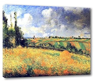 EVANEM Impressionismus Leinwand Wandkunst Bilder. Camille Pissarro Leinwandgemälde. Felder Ölgemälde Reproduktion für Wohnkultur 30x35cm Umwickelte Leinwand