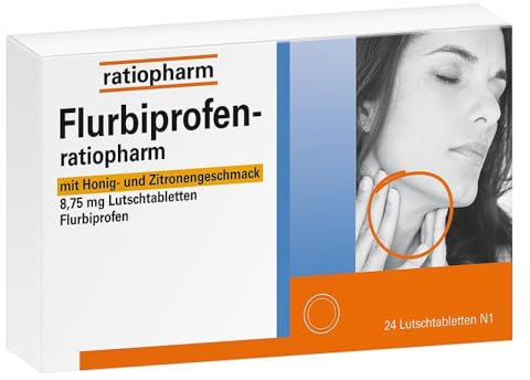 Flurbiprofen-ratiopharm lindert Halsschmerzen effektiv und langanhaltend. Schmeckt angenehm nach Honig und Zitrone. 24 Lutschtabletten