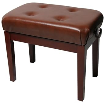 YIORYO Klavierbank verstellbar, robuste Klavierbänke mit Lederkissen, Schwarze Klavierbank for Erwachsene (Grey : Brown)