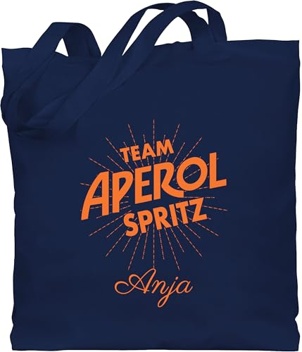 Baumwolltasche - Karneval Accessoire Fasching - Team Aperol Spritz mit Name I Mädelsabend JGA Mallorca Mädelsausflug - Unisize - Navy Blau - tasche karnevals personalisierte jutebeutel faschings