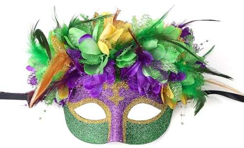 JewelryWe St. Patrick's Day Maskerade Maske Damen: Grün Lila Gold Venezianische Masken Frauen Augenmaske Gesichtsmaske für irische Ostern Karneval Halloween Kostüm Cosplay Party Fasching