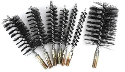 MiJunHD Steel Wire Tube Cleaning Brush Set, 7 Sizes Round Chimney Cleaning Brush, M6/M12 Thread Interface for Plumbing and Mechanical (18/25/32/40/50/65/75mm Diameter)