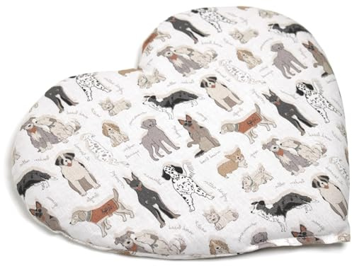 GIRAFFENLAND Rapssamenkissen Herz ca. 30x25cm - Bio Stoff Liebe Hunde - Wärmekissen - Körnerkissen Herzkissen - Ein charmantes Geschenk