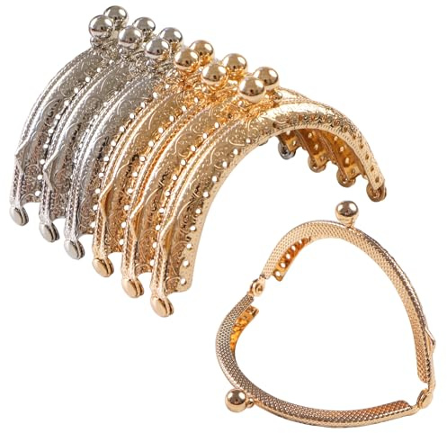 TAIYOU 6 Pezzi Metallo Portafoglio Telaio Fibbia Chiusura Semicircolare per Borsa Maniglia Borsa retrò Portamonete Telaio Fibbia Accessori 8.5CM per Borse e Portafogli Oro Argento