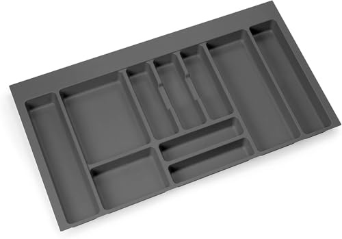 Portaposate Regolabile da Cassetto - Organizer Plastico Resistente con Divisore Posate - Organizzatore Cassetti (Portaposate 90, Antracite)