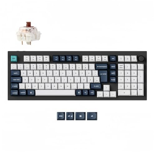 Keychron Q5 Max Kabellose Mechanische Tastatur,2.4 GHz Bluetooth QMK Voll-Aluminium 96% DE-ISO Layout RGB Hot-swappable Gateron Brauner Switch Für Mac Windows Linux