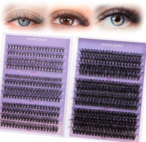 Wimperncluster 480PCS Individuelle Wimpern Dickes Volumen Cluster Wimpernverlängerungen 20D+30D+40D+60D+80D+100D Wimperncluster 10-20mm DIY Cluster Wimpernverlängerungen zu Hause-20D-100D
