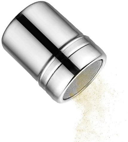 Lisutupode Spargitore per farina, spargitore per zucchero a velo, spargitore in polvere con coperchio, nebulizzatore in acciaio, spargitore per zucchero a velo, strumento da forno, shaker a