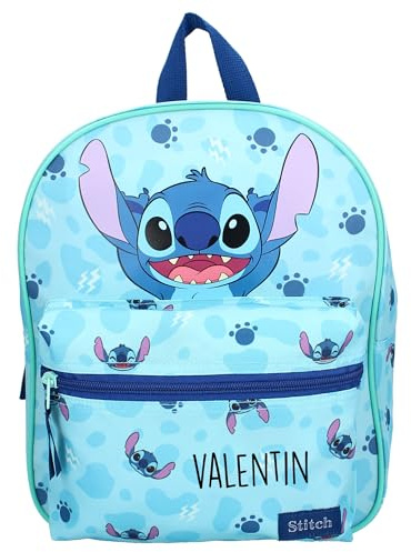 minimutz Kindergarten-Rucksack Disney Stitch - Personalisiert mit Name - Kleiner Rucksack Kinder - Freizeitrucksack mit Netztaschen (royalblau)