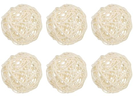 PATIKIL 3 Zoll Dekokugel Rattan, 6 Stück Dekokugeln für Tischmitte Schalen Hochzeit Party Wohnkultur DIY Handwerk, Weiß