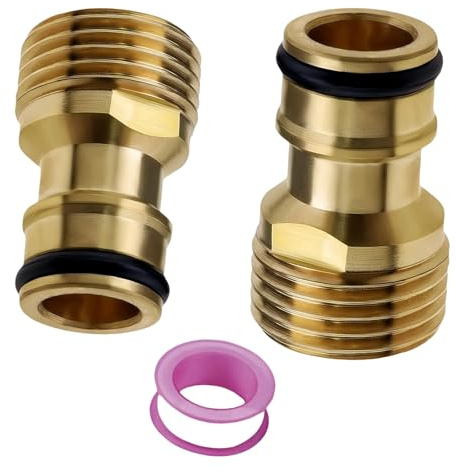 1/2 Inch External Thread Faucet Connector, Brass Garden Hose Faucet Connectors, Quick Connector for Garden Hose and Garden Nozzle Thread Faucet Adapter(2PCS)