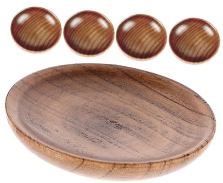 ABOOFAN Platos de Salsa Redondos de Madera 7,5 Cm, Mini Cuencos para Salsa de Soja, 5 Piezas, Recipientes para Condimentos, Ideales para Sushi y Aperitivos, Uso en Mesa y Comedor