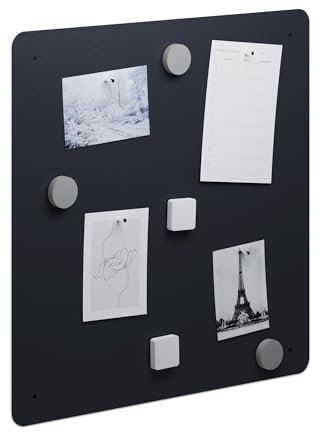Flatbo Tableau magnétique en métal 50 x 50 cm pour cartes postales, souvenirs de vacances ou notes avec 4 aimants et kit de montage inclus