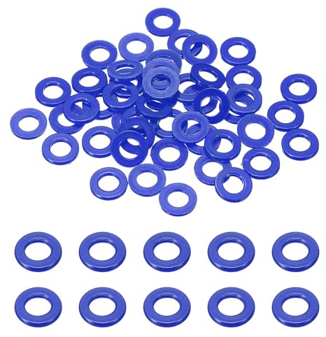 QUARKZMAN 50 Pcs Arandelas Planas De Nylon 6mm DI 12mm DE 1.5mm Espesor Ojetes Junta De Plástico Sujetador Espaciador De Sellado Anillo De Junta Arandelas Para Mangueras De Agua, Azul