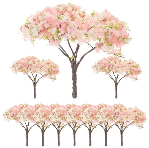 Luxshiny 10 Arbres Miniatures Fleur De Cerisier Artificielle 2.56 X 1.97 X 1.77 in Accessoires Micro Paysage pour Modèle DIY Décoration Maison Bureau