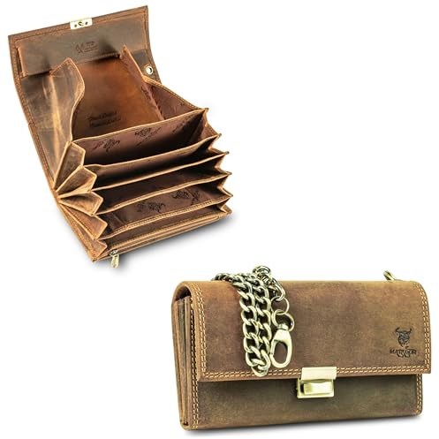 MATADOR VICIO Waiter Wallet Leather with XXL Waiter's Bag with Belt Loop, Luxury Waiter's Wallet Leather with Elegant Gift Box and RFID Protection Including Robust Metal Chain, Brown Hunter